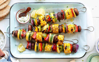 Grilled Vegetable Kebabs with Tzatziki Sauce